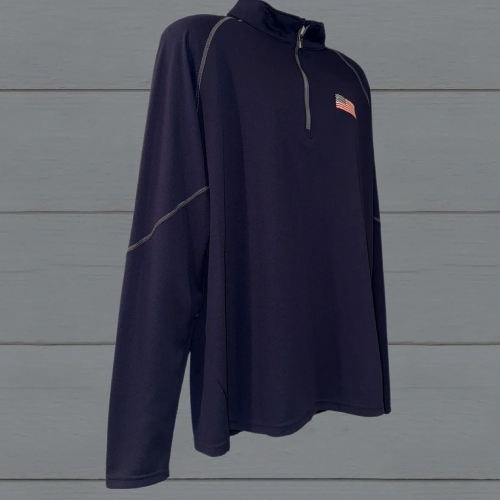 Under Armour XL USA Flag 1/4 Zip Pullover | Loose Fit | Blue Performance Top